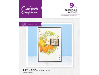 Crafters Companion Thanksgiving Collection Stamp & Die Set - Grateful & Blessed