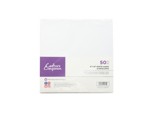 Crafter's Companion 8"x 8" White Card & Envelopes - 50 Piece