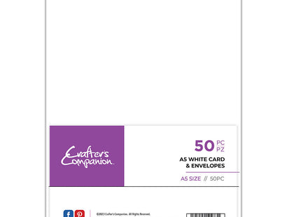 Crafter's Companion A5 White Card & Envelopes - 50 Piece