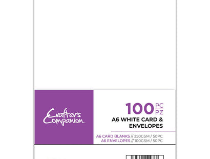 Crafter's Companion A6 White Card & Envelopes - 100 Piece