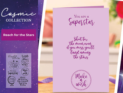 Cosmic Collection A6 Sentiment Stamps - Reach for the Stars