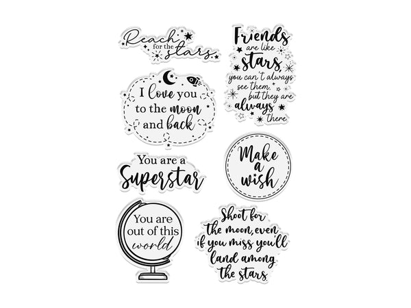 Cosmic Collection A6 Sentiment Stamps - Reach for the Stars