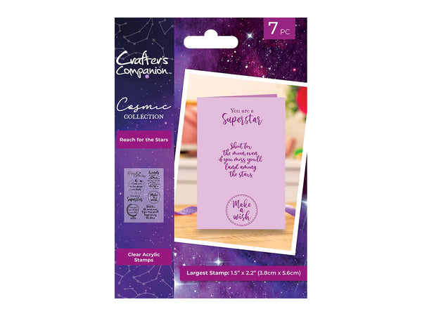 Cosmic Collection A6 Sentiment Stamps - Reach for the Stars