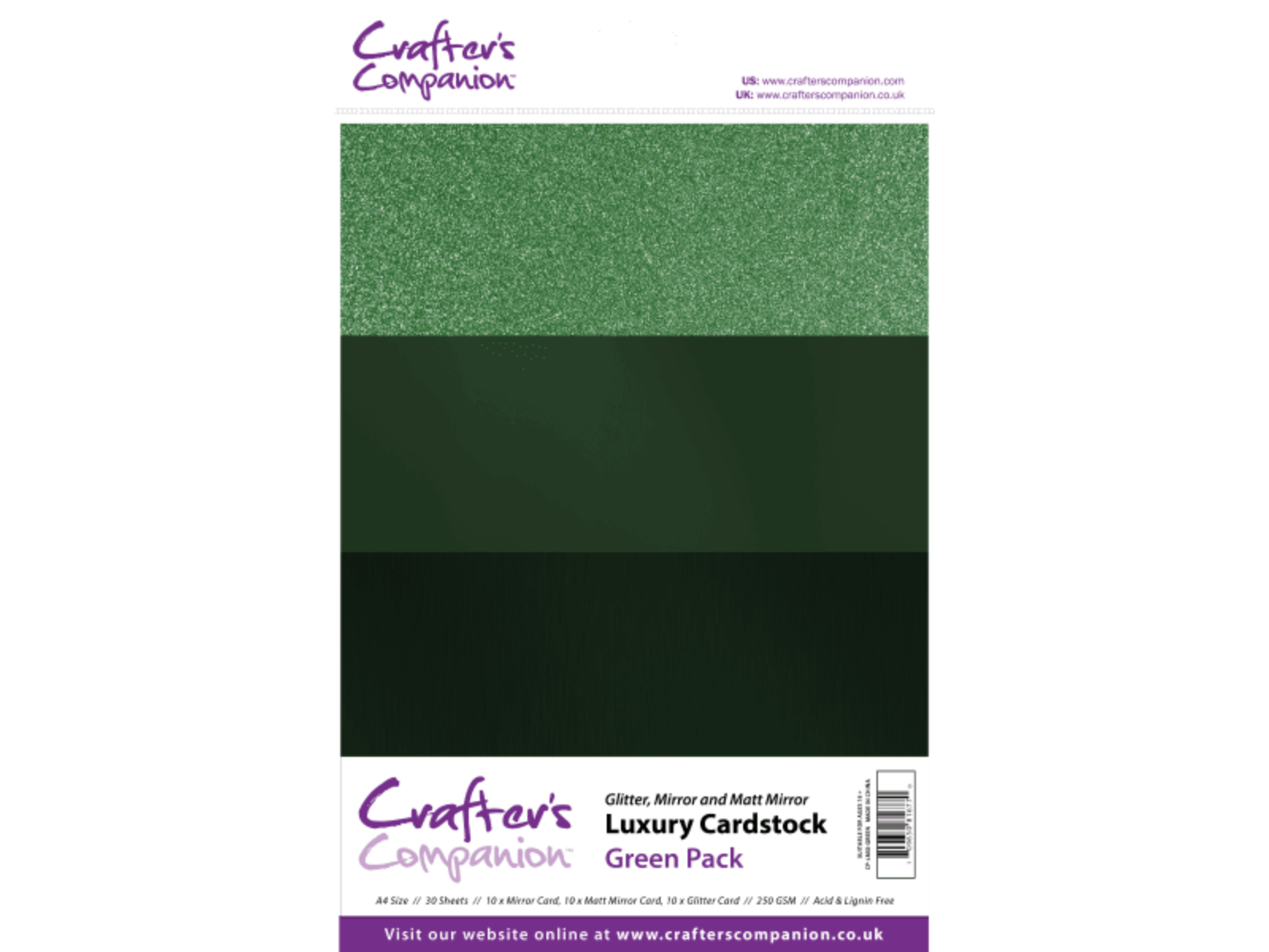 Crafter's Companion A4 Luxury Cardstock Pack - Green