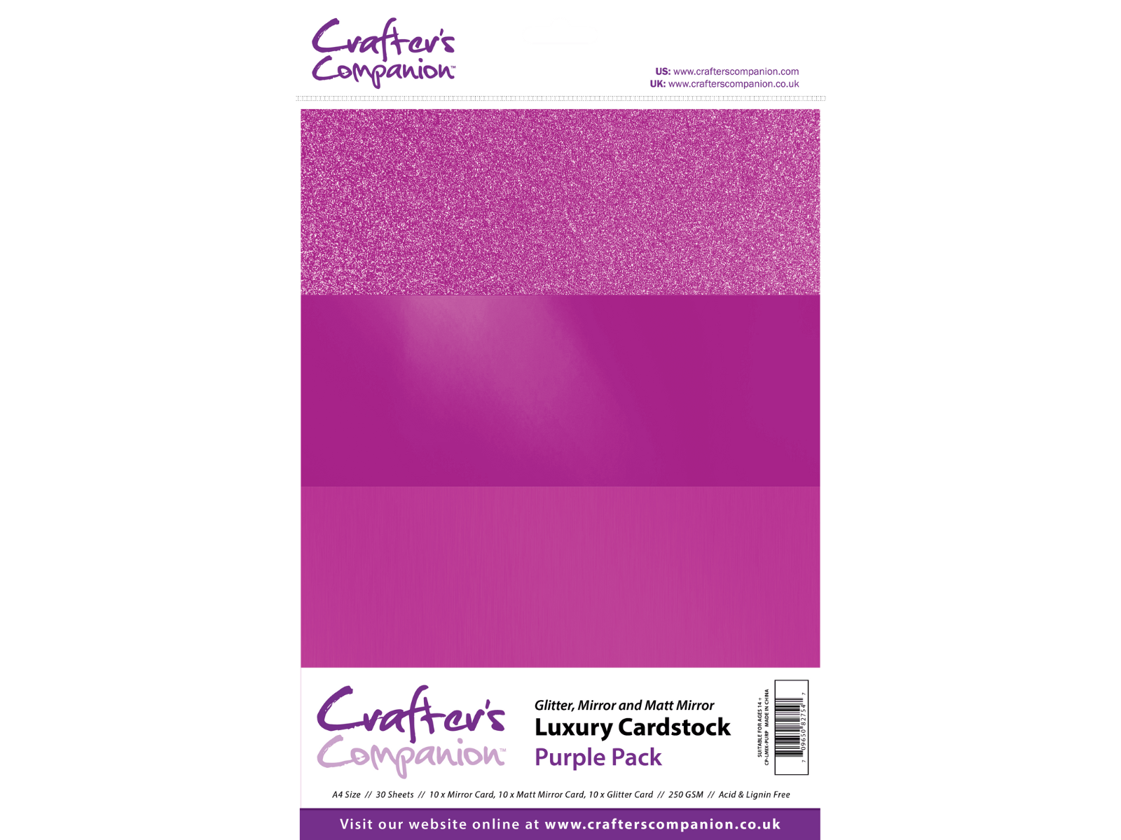 Crafter's Companion A4 Luxury Cardstock Pack - Purple