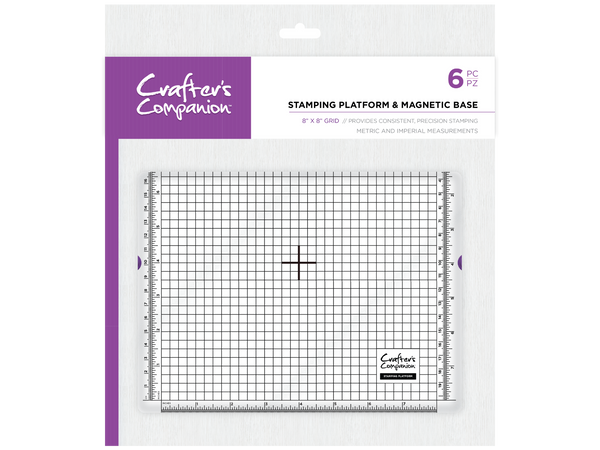 Crafter's Companion 8x8 Stamping Platform and Magnetic Base with Cleaning Solution & Assortment of Stamps