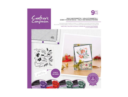 Crafter's Companion Interchangeable Stamp - 6x6 - Holly and Poinsettia