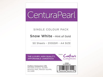 Crafter's Companion Centura Pearl Snow White Gold A4 Printable Card Pack - 50 Sheets