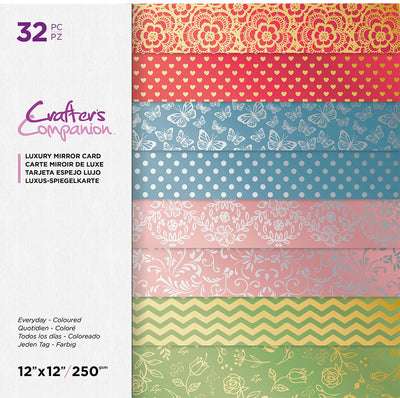 Crafters Companion Luxury Mirror Card Pad 12 - Everyday Coloured  32 sheets