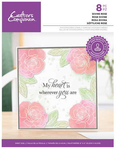 Crafter's Companion Outline Floral Photopolymer Stamp - Divine Rose