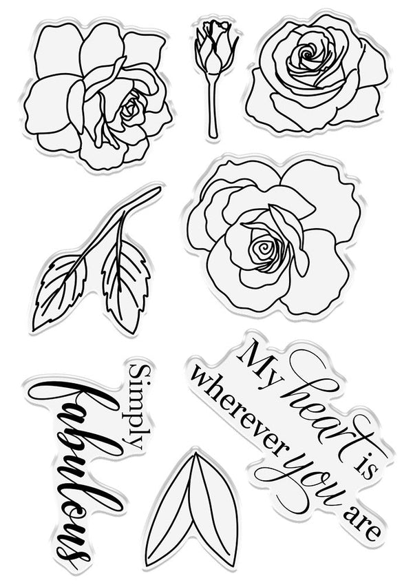 Crafter's Companion Outline Floral Photopolymer Stamp - Divine Rose