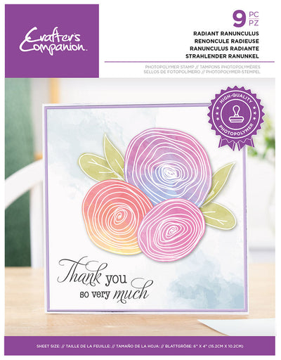 Crafter's Companion Outline Floral Photopolymer Stamp - Radiant Ranunculus
