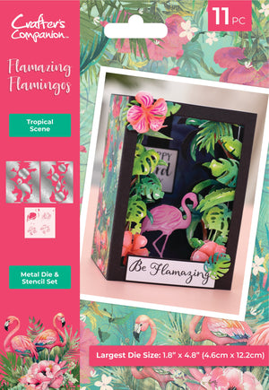 Flamazing Flamingos Metal Dies with Stencil 11 piece - Tropical Scene