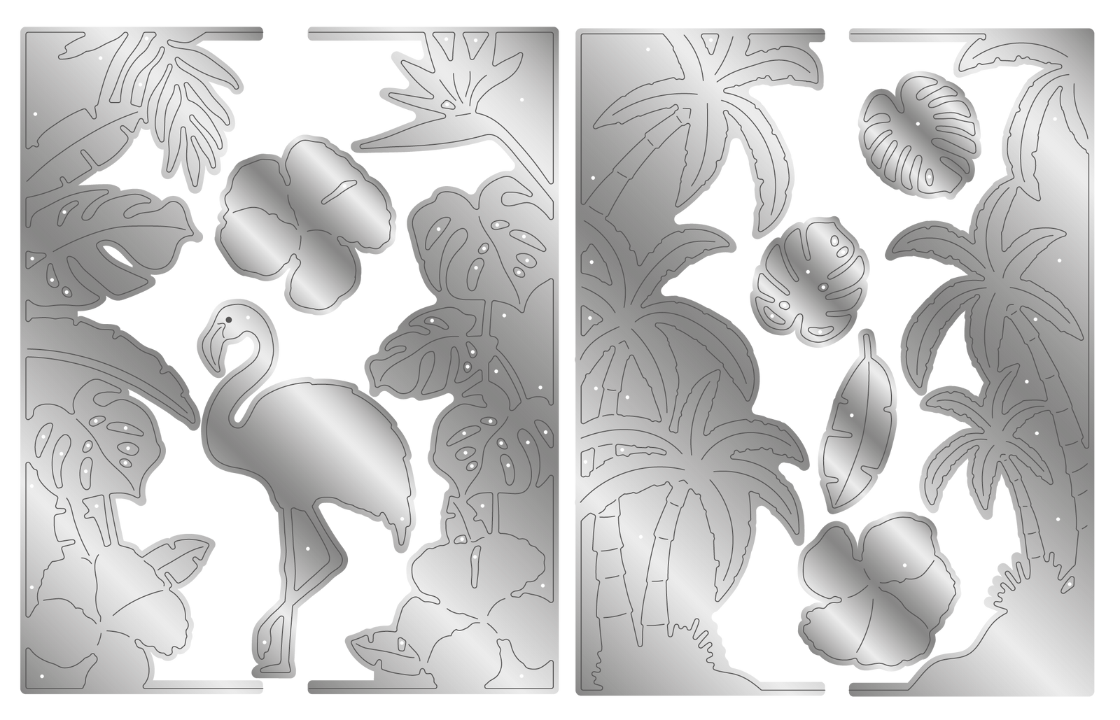 Flamazing Flamingos Metal Dies with Stencil 11 piece - Tropical Scene