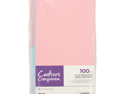 Crafter's Companion - 6"x6" Blue & Pink Card & Envelopes 100pc