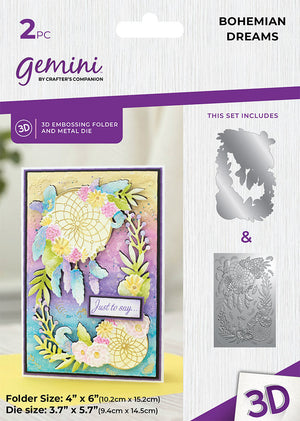 Gemini 4 x 6" 3D Embossing Folder & Metal Die - Bohemian Dreams