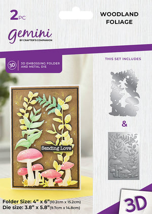 Gemini 4 x 6" 3D Embossing Folder & Metal Die - Woodland Foliage