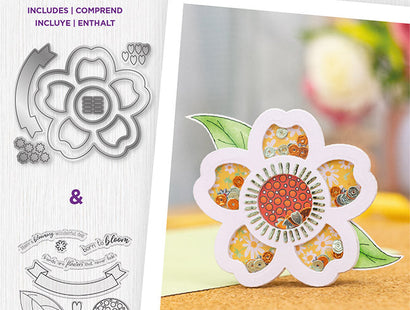 Gemini Shaped Shaker Stamp and Die - born to bloom