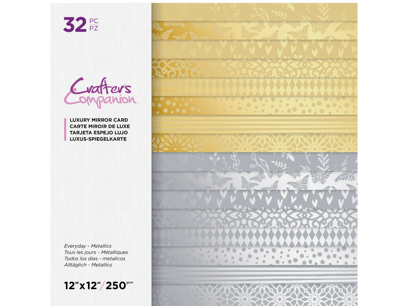 Crafter's Companion Bumper Pack Mirror Card- Gold & Silver