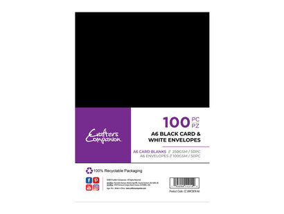 Crafter's Companion - A6 Black Card & White Envelopes 100pc Envelopes 100pc