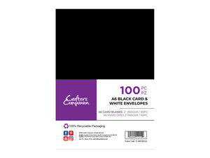 Crafter's Companion - A6 Black Card & White Envelopes 100pc Envelopes 100pc