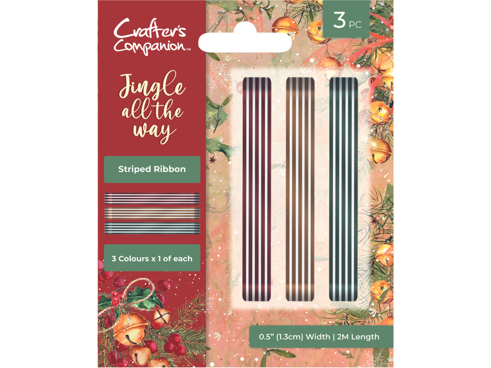 Jingle All The Way Striped Christmas Ribbon