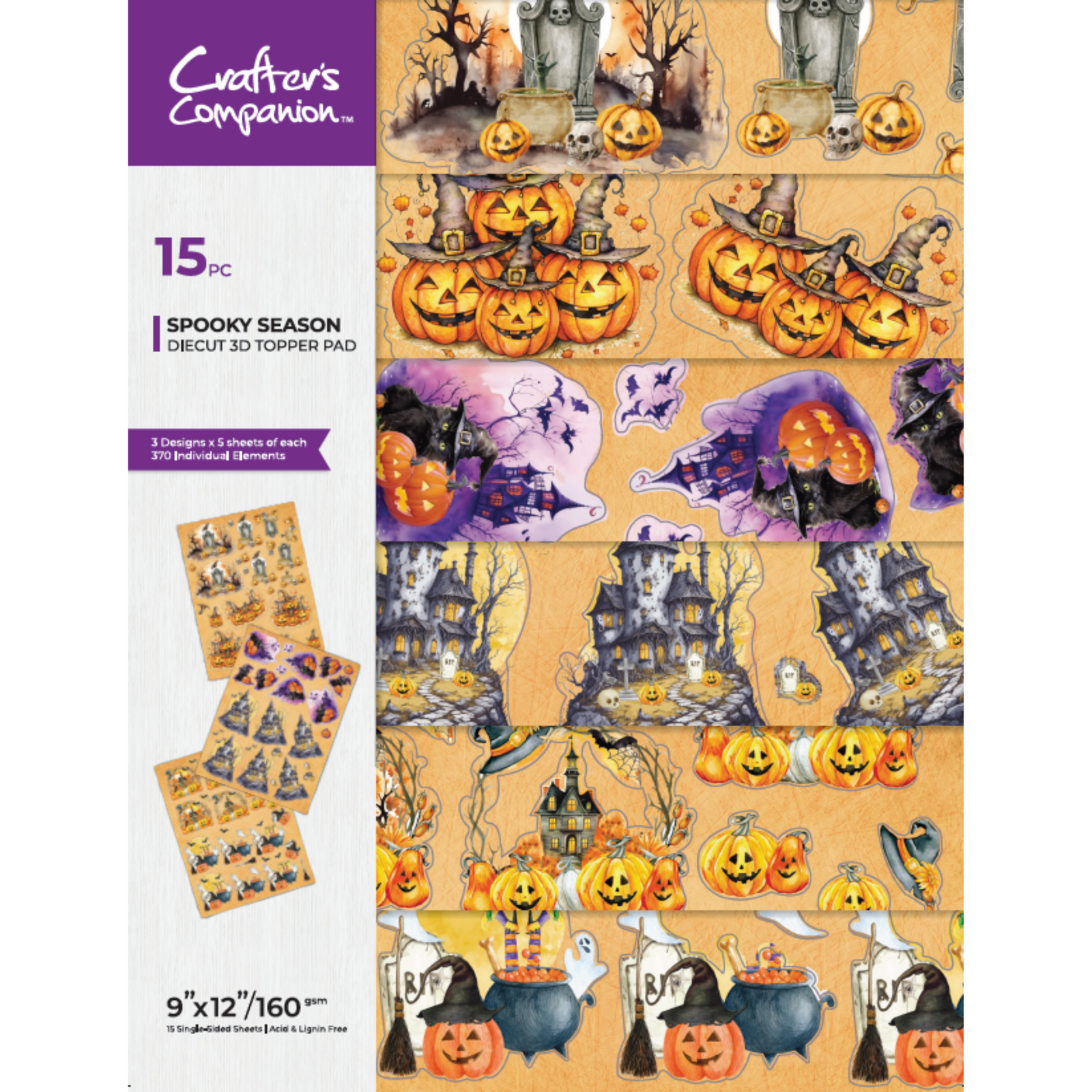 Crafters Companion - 9” x 12” 3D Topper Pad - Spooky Season