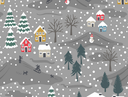 Lewis & Irene Fabric - Snow Day on Grey