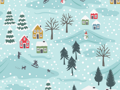 Lewis & Irene Fabric - Snow Day on Icy Blue