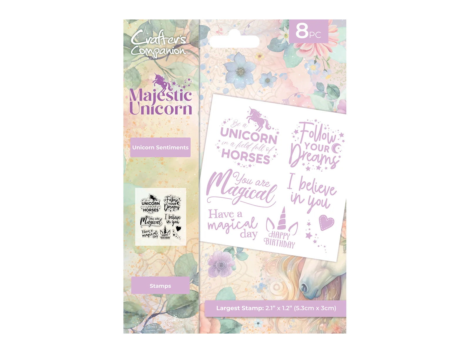 Majestic Unicorn Clear Acrylic Stamp Set - Unicorn Sentiments