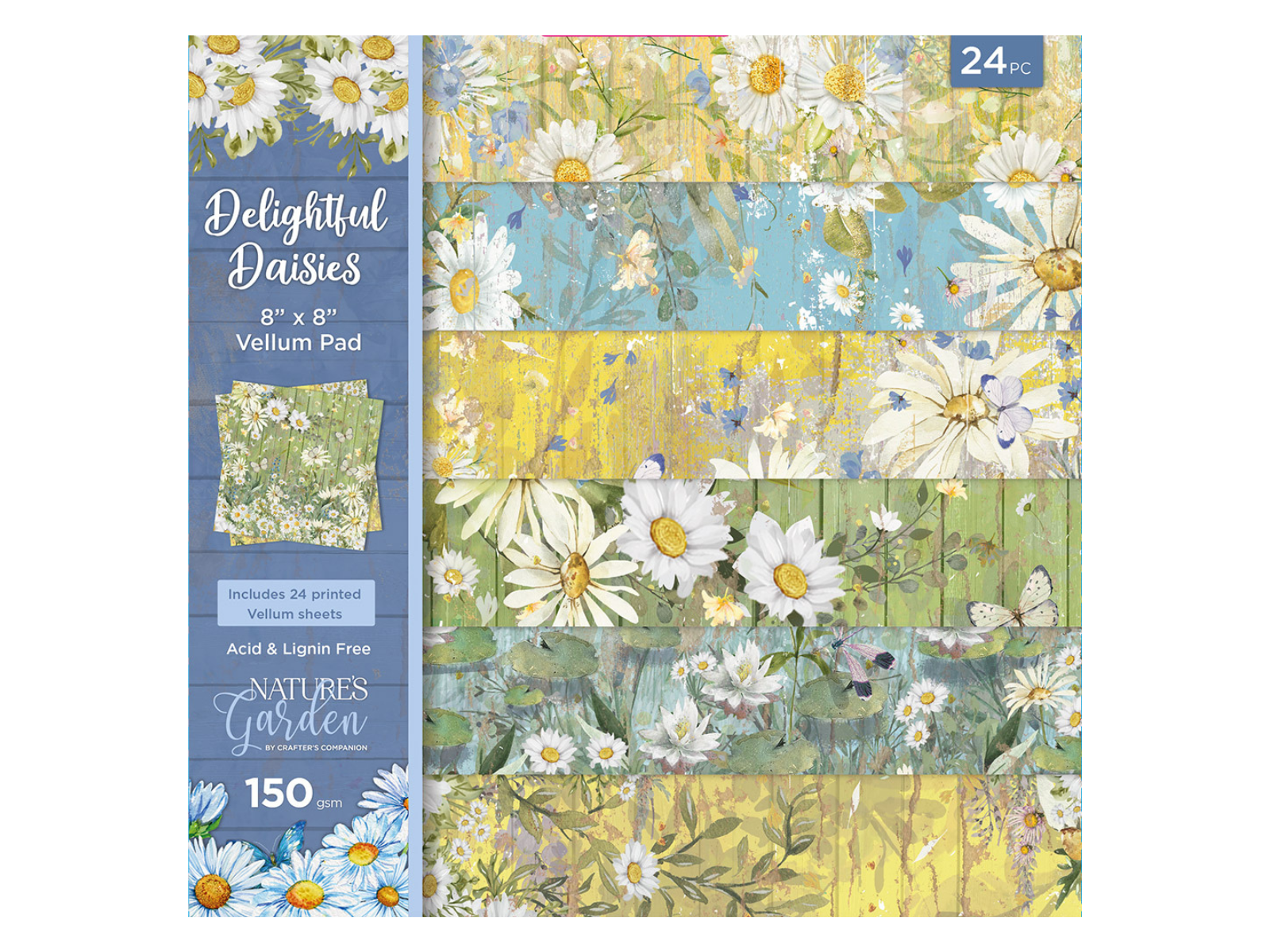 Nature's Garden Delightful Daisies - 8x8 Vellum Pad