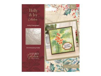 Nature’s Garden - 3D Embossing Folder 5.5” x 5.5” - Holly Evergreen