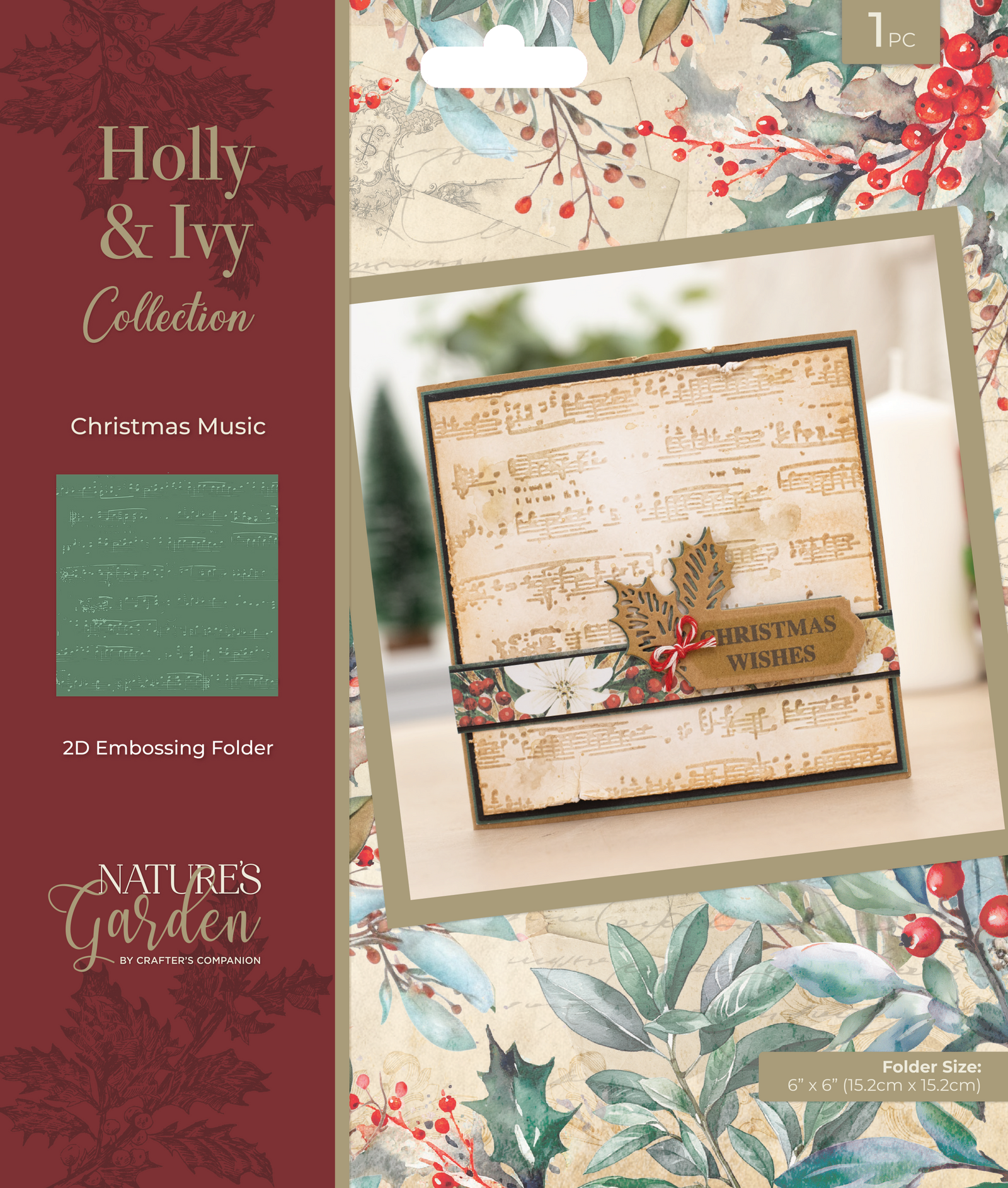 Nature’s Garden - 2D Embossing Folder 6” x 6” - Christmas Music