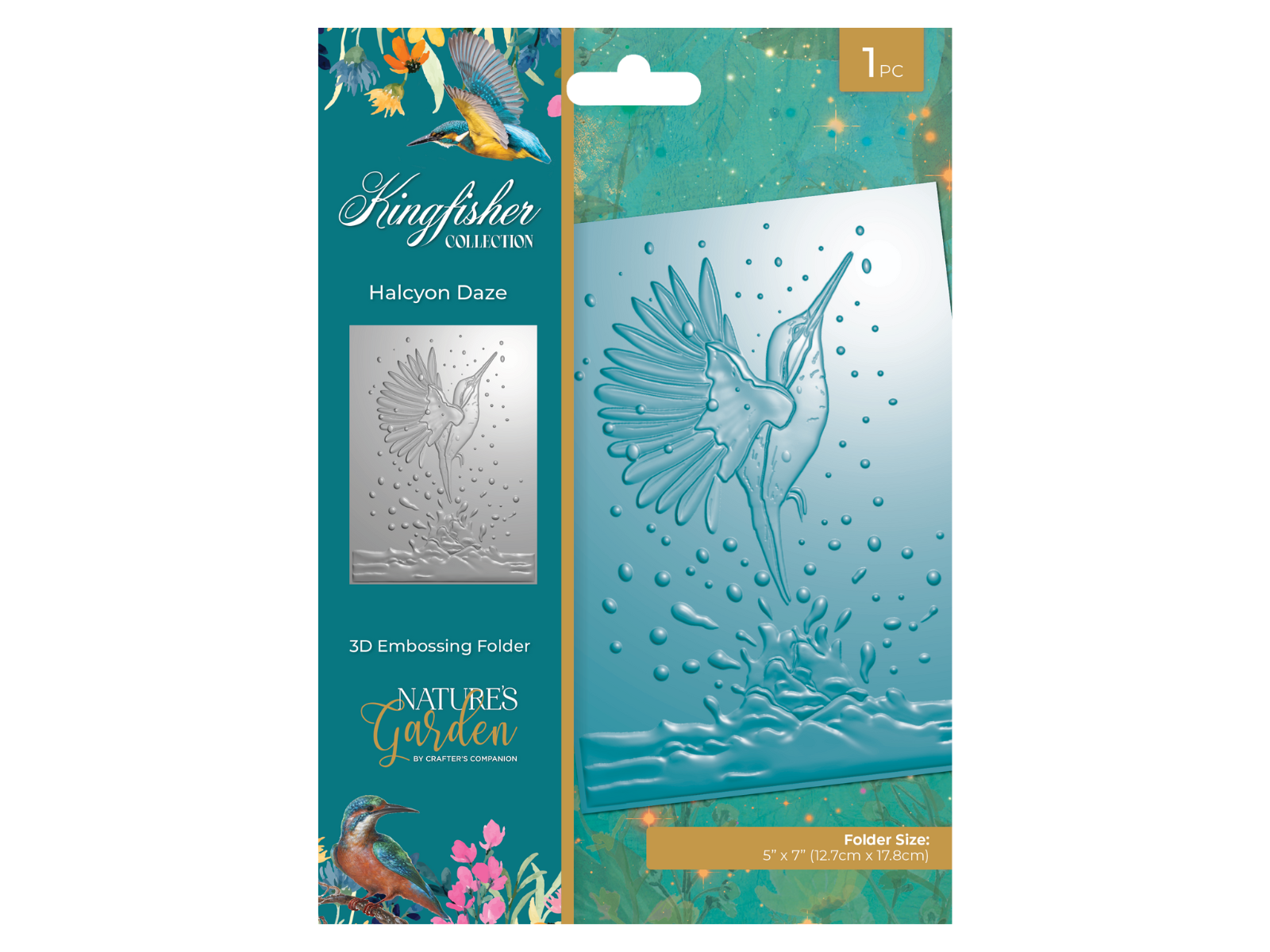 Nature's Garden - Kingfisher Collection - 5" x 7" 3D Embossing Folder - Halcyon Daze