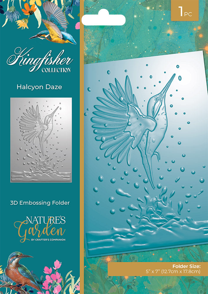 Nature's Garden - Kingfisher Collection - 5" x 7" 3D Embossing Folder - Halcyon Daze