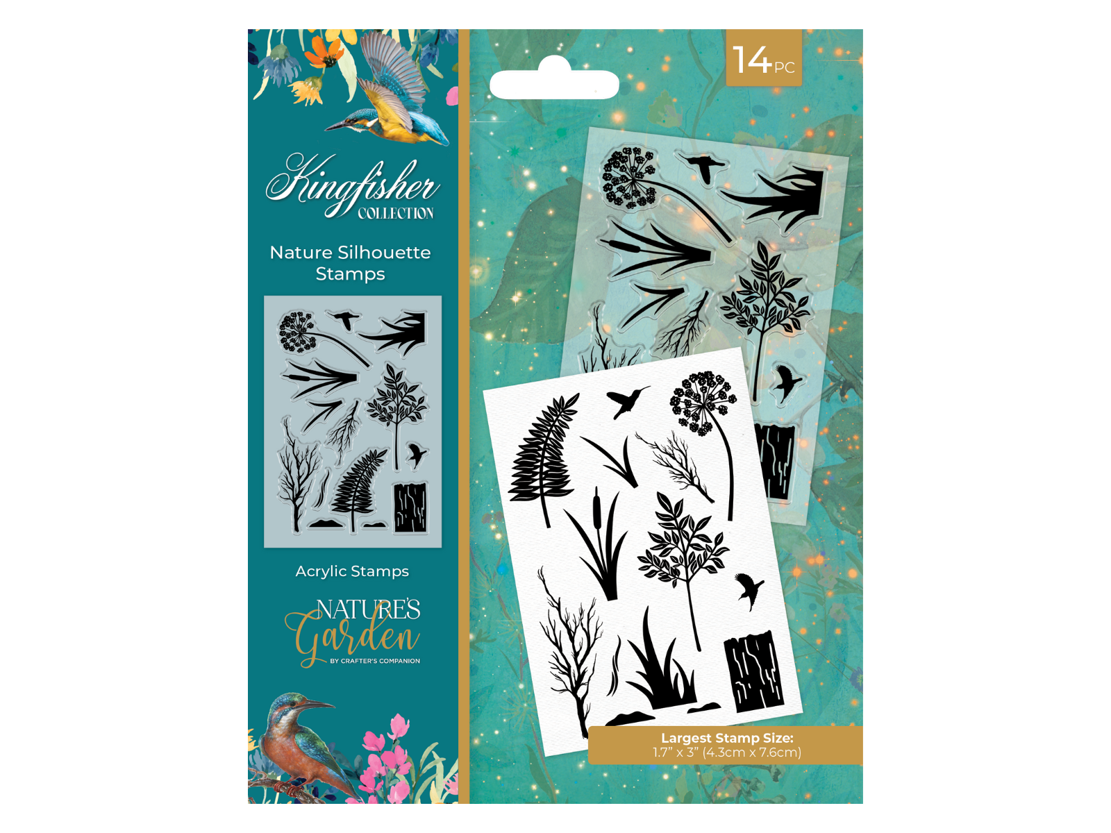 Nature's Garden - Kingfisher Collection - Clear Acrylic Stamps - Nature Silhouette Stamps