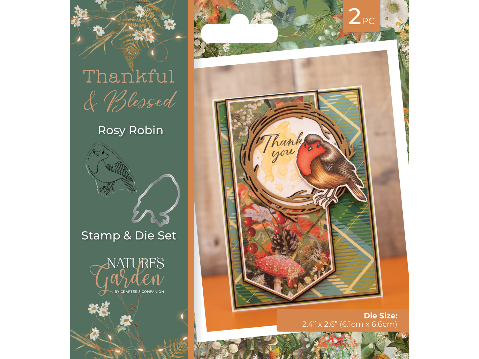 Nature's Garden - Thankful & Blessed - Stamp and Die - Rosy Robin