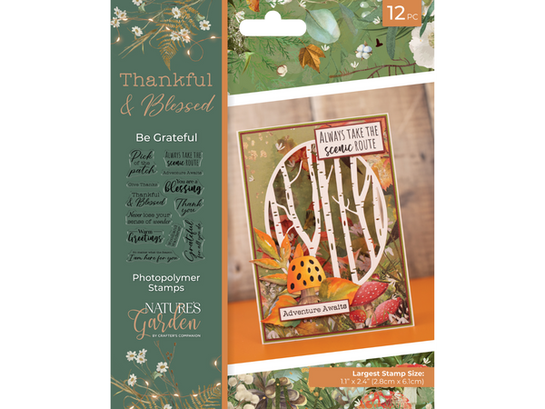 Nature's Garden - Thankful & Blessed Photopolymer Stamp - Be Grateful