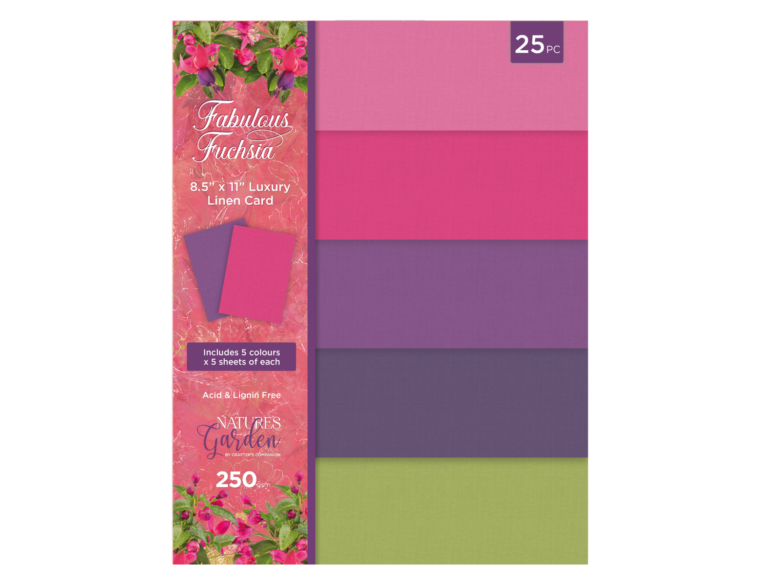 Nature's Garden Fabulous Fuchsia 8.5” x 11” Linen Card Pack