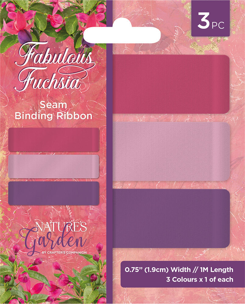 Nature's Garden Fabulous Fuchsia Seam Binding Ribbon 3 Piece