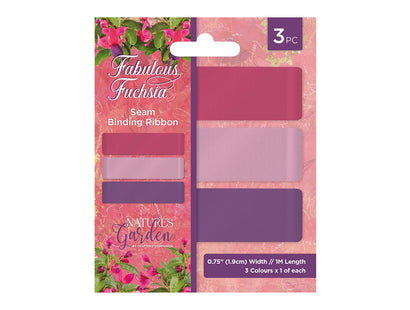 Nature's Garden Fabulous Fuchsia Seam Binding Ribbon 3 Piece