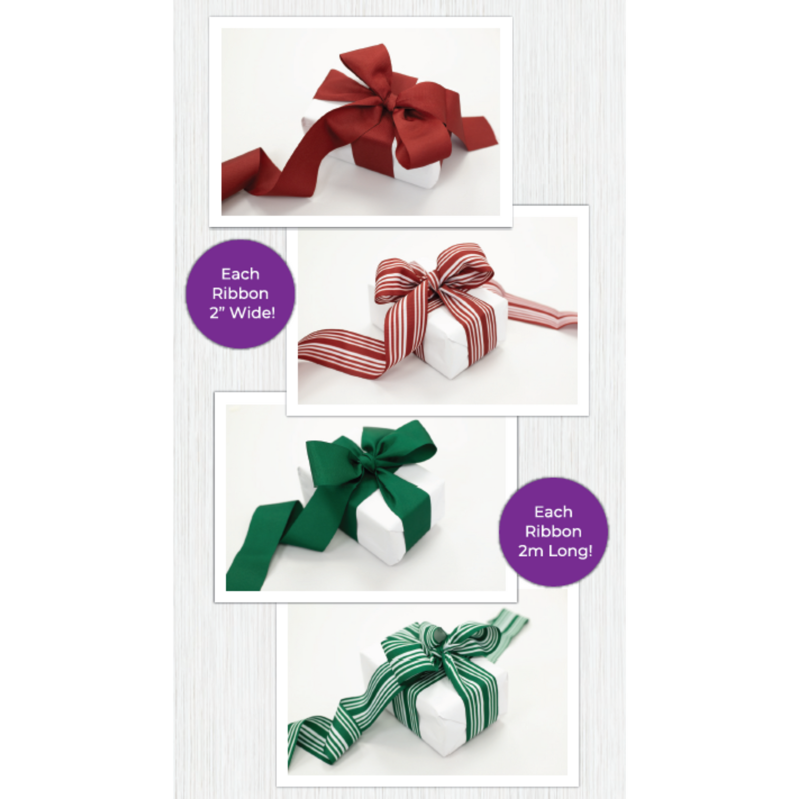 Red and Green Chunky Ribbon - 4 Pack