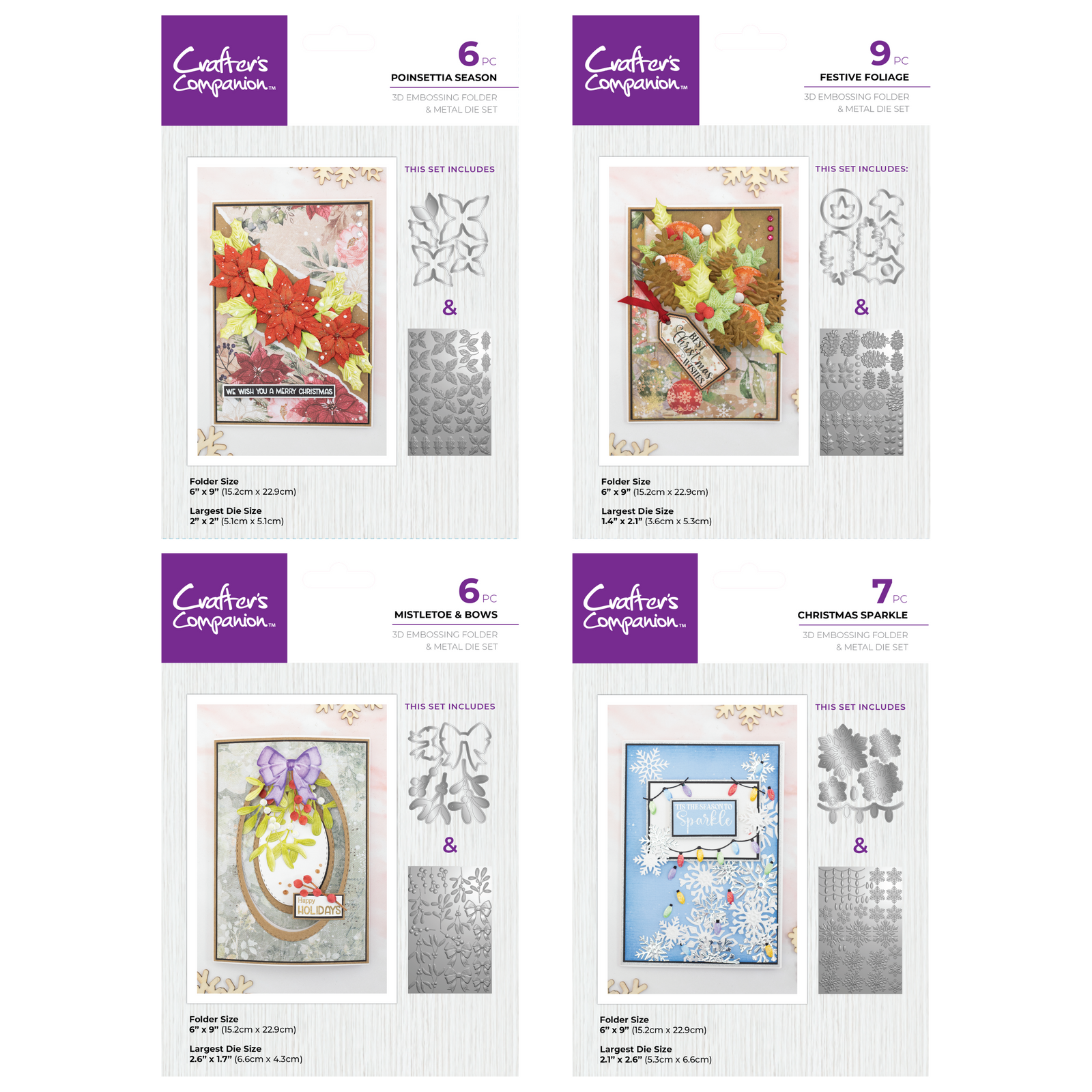 Crafter's Companion Christmas 3D Flowers Folders & Dies Collection