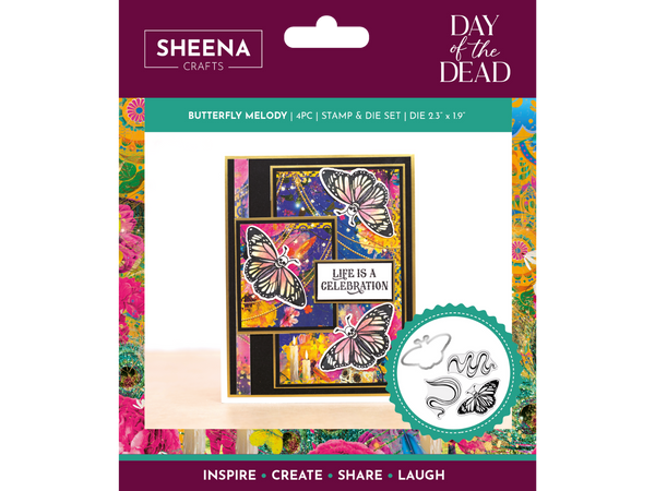 Sheena Douglass Day of the Dead Stamp & Die - Butterfly Melody 