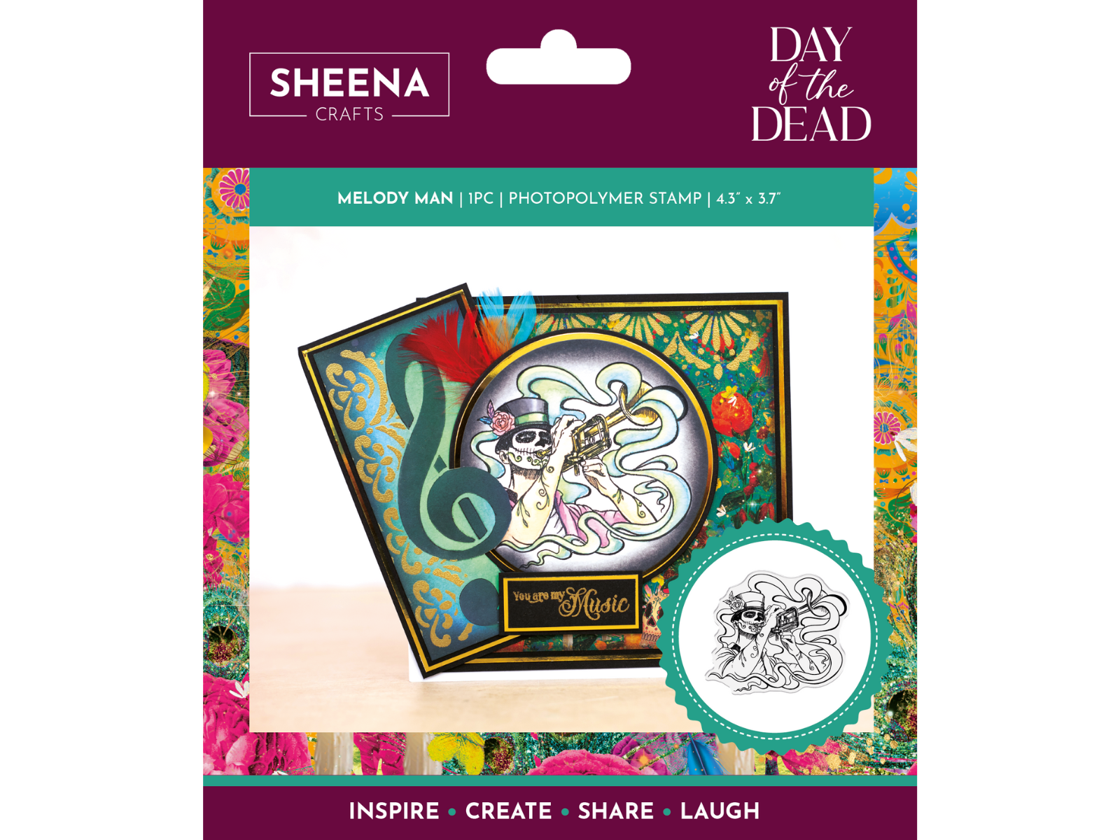 Sheena Douglass Day of the Dead Photopolymer Stamp - Melody Man