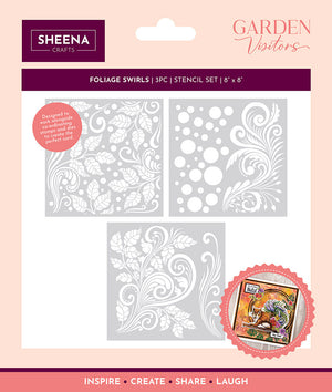 Sheena Douglass Garden Visitors 8" x 8" Stencil Set - Foliage Swirls