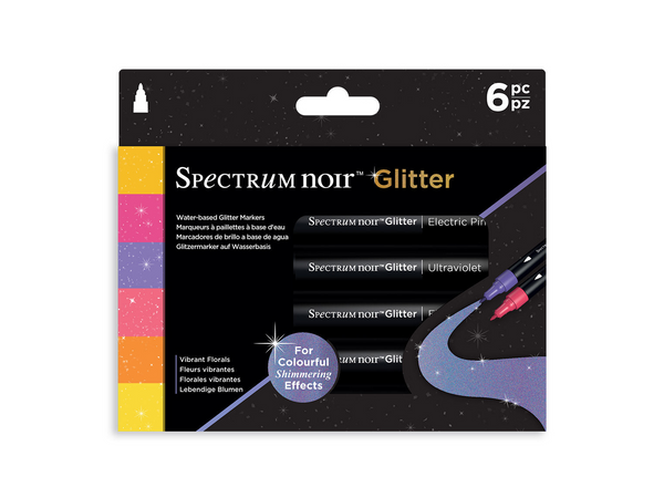 Spectrum Noir Glitter Marker-Vibrant Florals 6pc