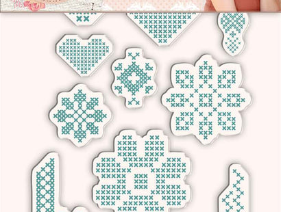 Sara Signature Sew Lovely Clear Acrylic Stamp - Cross Stitch Adornments