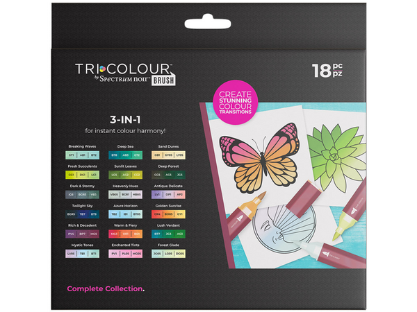 Tri-Colour Brush Marker Set - 18 Pack - Spectrum Noir