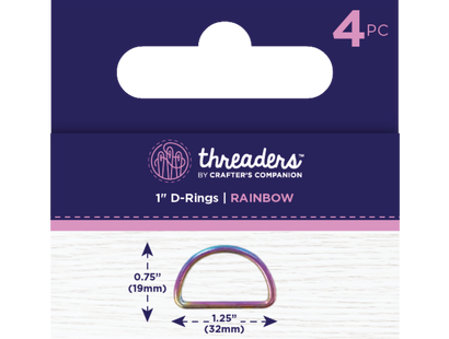 Threaders 1” D-Rings - Rainbow (4pc)